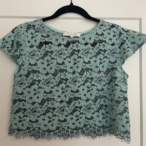 Alexis Light Blue Lace Crop Top Size SMALL